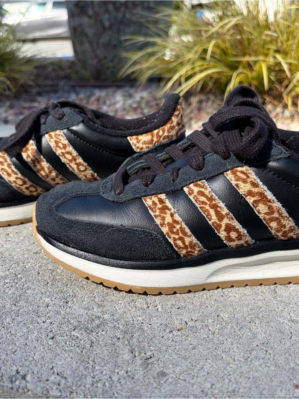 adidas Black and Brown Leopard-Print Women's Sneakers